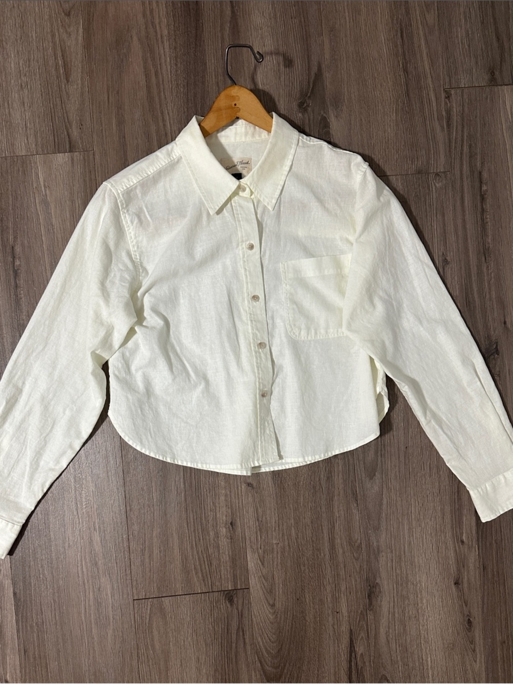 Universal Thread Cotton Linen Shirt Cropped Button-Down Top